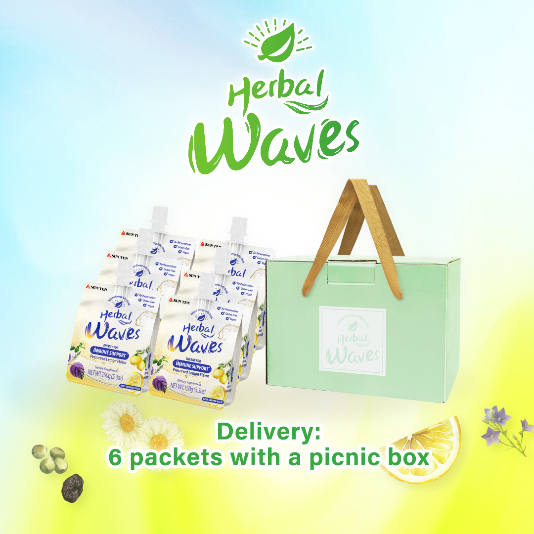 Herbal Waves Natural Energy Jelly Drink (Smoked Plum Flavor) 6 Bags per Box 生脈凍飲 烏梅口味