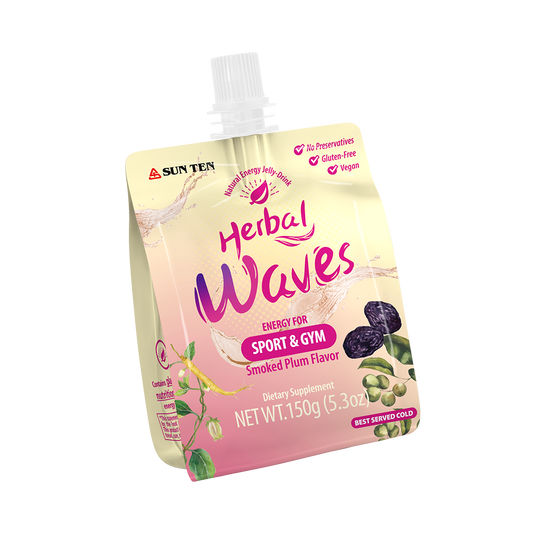 Herbal Waves Natural Energy Jelly Drink (Smoked Plum Flavor) 6 Bags per Box 生脈凍飲 烏梅口味